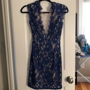 Blue lace cocktail dress